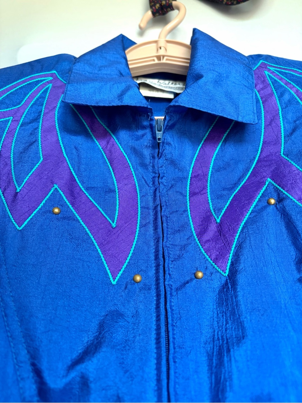 VTG 80s Joan Walters Parachute Jumpsuit Size 4 Petite Cobalt Blue Western NOS - Picture 5 of 16